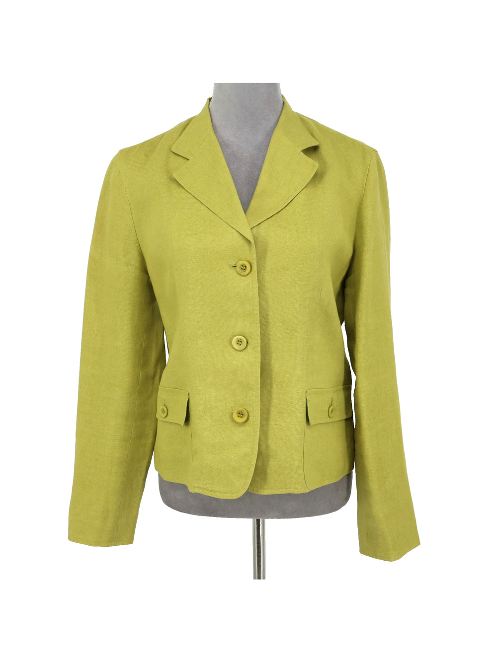 Talbots Jacket Womens 8 Green Irish Linen Blazer Lined Preppy Beach Vintage